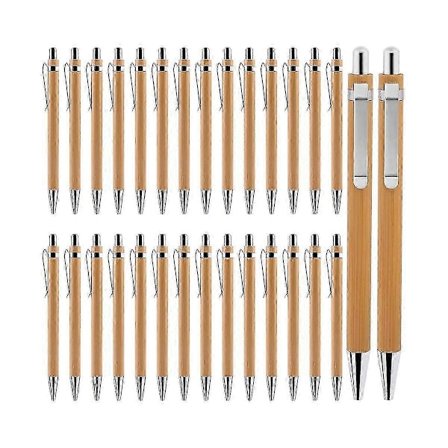 Kulepenn i tre, bambus kulepenn: 30-pakning kulepennsett, bambus kulepennsett for Sch 2025th