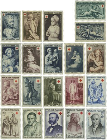 Frankrig - Røde Kors samling 1950-59 - Postfrisk