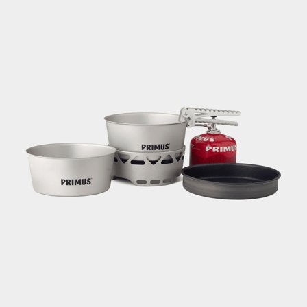 Gaskooktoestel / stormkeuken Primus Essential Stove Set, 2000 W + 2 kookpannen (2 x 2,3 liter) + 1 koekenpan + grijptang + opbergtas, + Power Gas (230