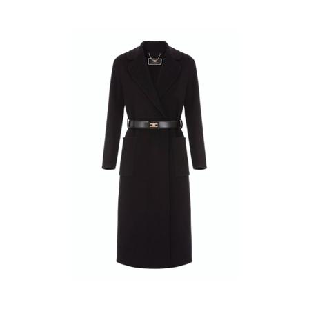 Elisabetta Franchi, Belted Coats Czarny, Kobieta, Rozmiar: M