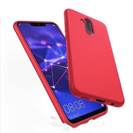 Huawei Mate 20 Lite mobilskal silikon tvill textur - Röd