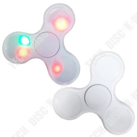 TD Fidget Hand Spinner LED Light-Up Leksak Triangel Vuxna Barn- Finger Game - Dekompression, Anti-Stress - Vit