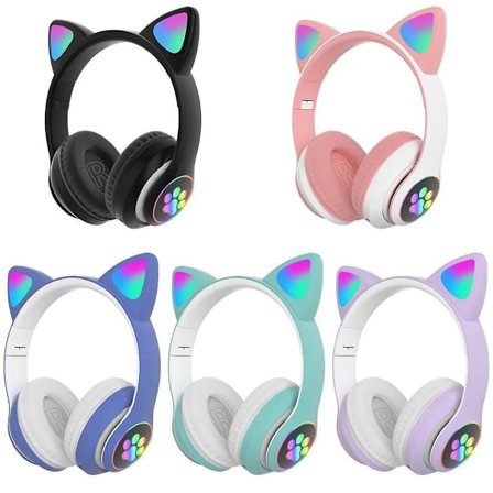 2022 New Wireless Bluetooth Headphones Cat Ear Headset With Led Light