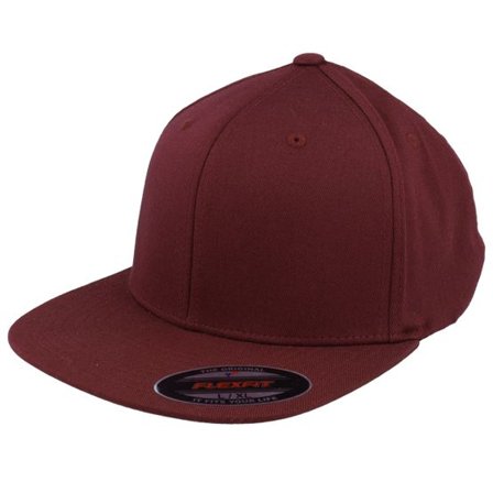 Flexfit - Röd fitted Keps - Flat Brim Maroon Fitted @ Hatstore