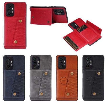 Skal med Korthållare - Xiaomi Redmi Note 10 Pro Röd