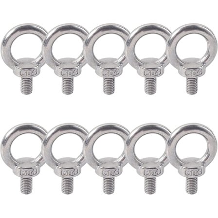 Løfteøje 304 rustfrit stål eksternt gevind løfteøjeskrue maskin skulder vægtløftning skib bolt (M6 10 stk),