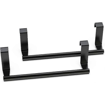 Håndklædeholder til køkkenskabe, 23 cm professionel håndklædestang til skabe, universel pasform på skabslåger, 2-pak cool lysende sort