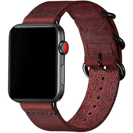 Vintage Lærreimer Kompatible med Apple Watch Reim 42mm 44mm 45mm, Ekte Lær Retro Reim Kompatibel for Menn Kvinner iWatch SE Serie 7/6/5/4/3/