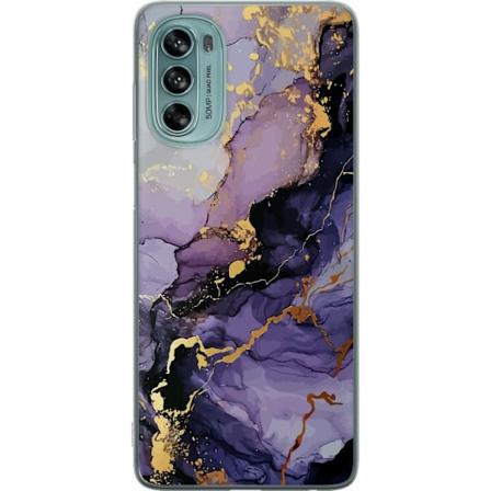 Motorola Moto G62 5G Genomskinligt Skal Lila Marmor