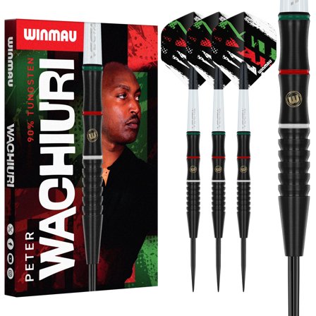 Winmau Peter Wachiuri 22g Tungsten Steel Tip Darts - Pro Set, RIPSAW Grip, Urban Design Flights, Case