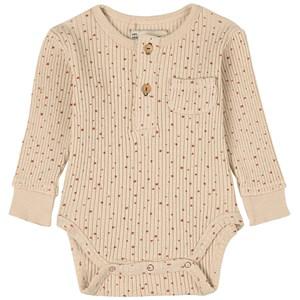 Piupiuchick Ribbed Printed Baby Body Ecru 24 Months - All in ones - 24 months - Cream - Junge