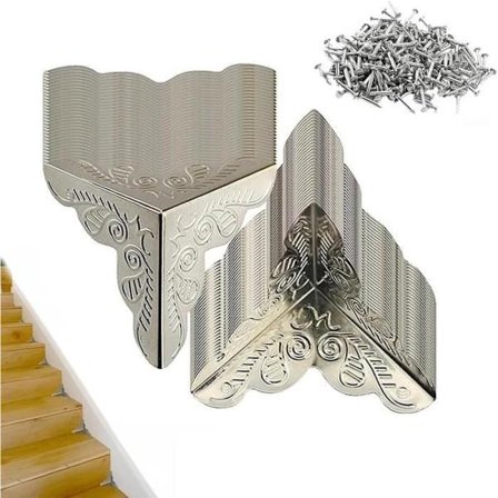 100 stk. Hjørnebeskyttere for trapper, 25 mm Vintage Sklisikker Støvbeskyttelse for trappehjørner, Dekor
