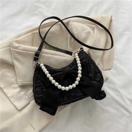 Pearl Female Bag Retro Luxury Design Håndveske SVART