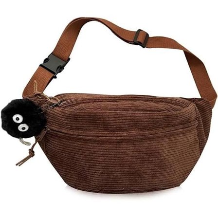 Magemaske - Dame - Kordfløyel - Brun - 9x16x33,5 cm - Justerbar skulderstropp