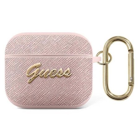 Guess GUA3SASMP AirPods 3-cover pink/pink Saffiano Script Metal Collection