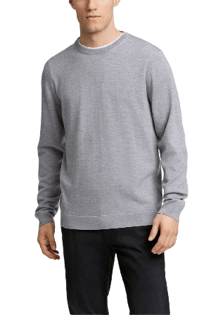 Lindbergh 100 % Merino Crew Neck Knit Tröjor Herr Grå 3XL