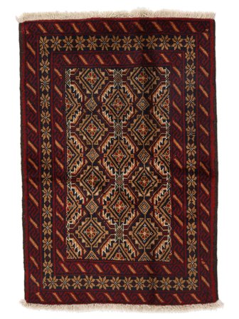 Beluch Vloerkleed 82X122 Zwart/Bruin Wol, Perzië/Iran