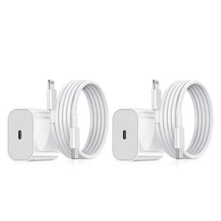 4-pak - Oplader til iPhone Adapter+Kabel 20W USB-C Hurtigoplader
