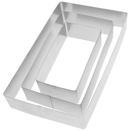 3 stk. Mousseringe Sæt Rustfrit Stål Rektangulær Tiramisu Kageform Oste Skærer Konditori Form Bageværktøj