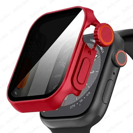 Skal för Apple Watch Series9/8/7/6/5/4 SE 44 45 41 40mm, ändra till Ultra Privacy Härdat Glas Skärmskydd skal