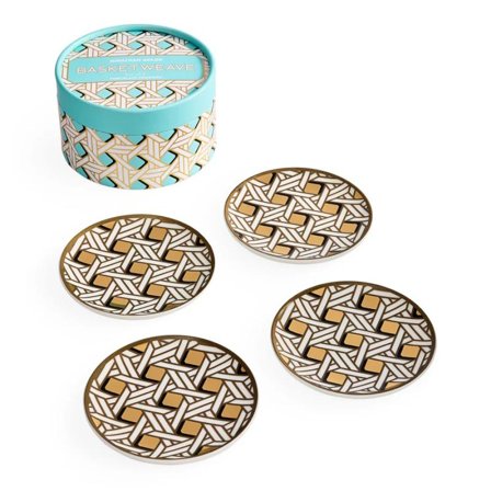 Jonathan Adler Basketweave Coasters porselen Ø10_4stk