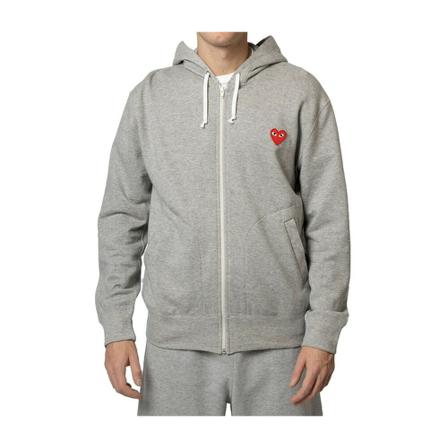 Comme des Garçons Play Heart Zip Hooded Tröja grå, Herr, Herr, Storlek: S