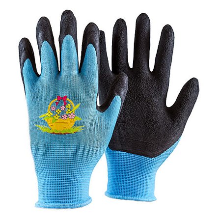 BATEX Hagehanske barn blå med latexbelegg i håndfalten Str. 6