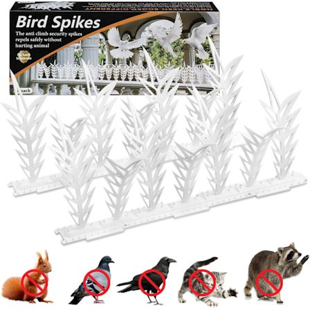 6 pak fugleforsvar pigge hegn sæt til udendørs adskilt fuglepigge til duer og andre små fugle katte plastik anti fuglepigge til gelænder og tagdækning