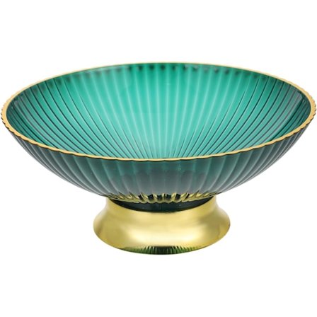 Round Fruit Bowl with Foot, Green Key Bowl with Drain Hole, Decorative Centerpiece, Modern Style Serving Dish (9.5 inch)