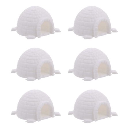 6 stk. Miniatyr Igluhus Figurer: Sandbord Livaktige Iglomodeller Ornament Sett, Simulert Arktisk Bygning, Mikro Landskapsdekorasjon [HK]