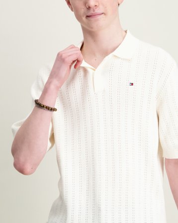 Tommy Hilfiger OPEN STITCH POLO SWEATER SS Vit Tröjor Kille - Kids Brand Store
