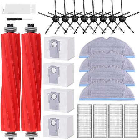 24-delars reservdels- och tillbehörsset för Roborock S7 MaxV Ultra/Plus/S7 Pro Ultra/S7+, inklusive 2 huvudborstar, 4 filter, 4 dammpåsar, 4 moppdukar