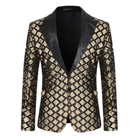 Mans paljettdräkt Slim Fit Jacka Bröllopsbal Blazer
