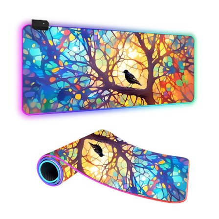 Gaming musemåtte med RGB LED-lys - 80x30cm - Caise mønster