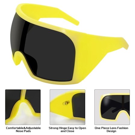 3722 Ylisuuret käärittävät mukautetut logon aurinkolasit naisille ja miehille Futuristiset kaarevat linssit Sävyt Muotisuoja Y2k Aurinkolasit