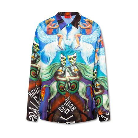 424, Patterned oversize shirt Blauw, Heren, Maat:L
