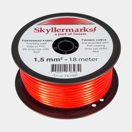 Tinned copper cable Skyllermarks RK, round, single core, 1.5 mm², 18 meters, red