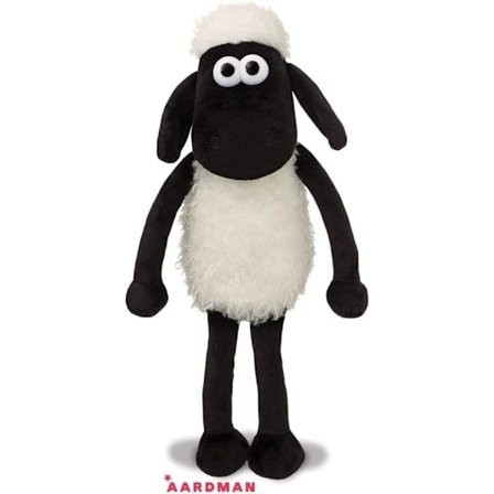 Shaun the Sheep 61173 40cm Pehmolelu, Musta ja Valkoinen, Sopii Sekä Aikuisille että Lapsille