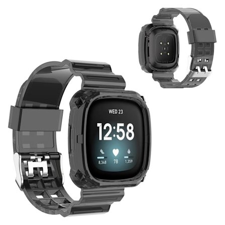Fitbit Versa 3 / Sense transparent silikone rem - transparent sort