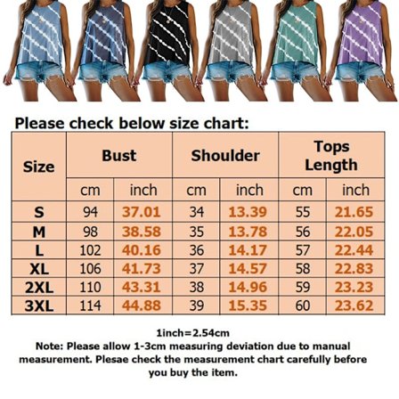 Randig printed ärmlös väst för kvinnor Lös T-shirt Topp