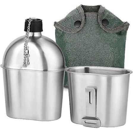 Militärmatsalssats 2st 1000ml 600ml rostfritt stål Set Wi