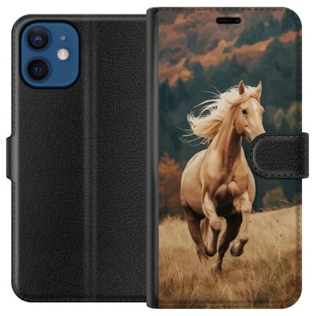 Kompatibelt Lommeboketui til Apple iPhone 12 Majestetisk hest som galopperer gjennom høstlandskapet med varme farger og en dyp følelse for naturen, kr