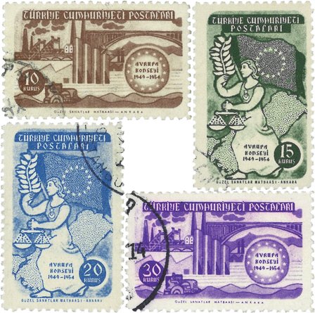 Tyrkiet 1954 - MICHEL 1391-1394 - Stemplet