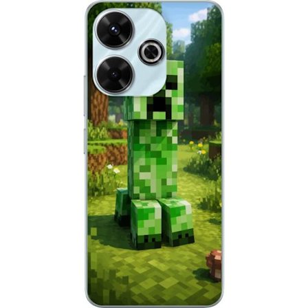 Kompatibelt Mobilskal till Xiaomi Xiaomi Redmi 13 Block-baserad Creeper-figur i en grön pixell värld, ikonisk spelillustration för barnrum, gamers