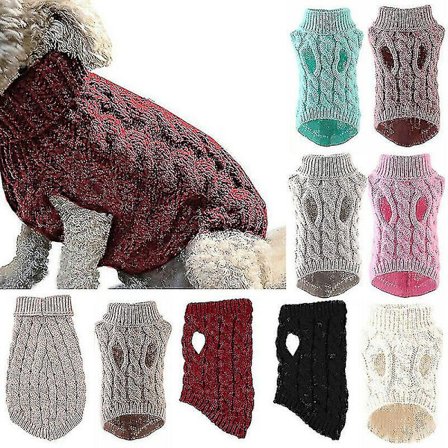 Husdjur Hund Varm Tröja Tröja Kläder Valp Katt Solid Stickat Stickad Apparel-26
