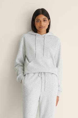 NA-KD Basic Hoodie en peluche surdimensionné - Sweats à capuche - Gris - Small