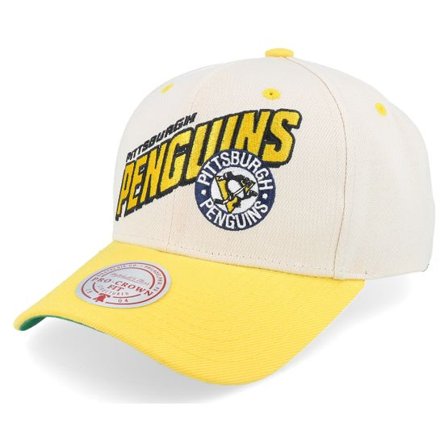 Mitchell & Ness - NHL Beige adjustable Keps - Pittsburgh Penguins Retro Type Pro Off White/Yellow Adjustable @ Hatstore