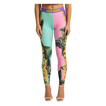 Carlo Colucci Colorful printed leggings cupani Grøn, Dame