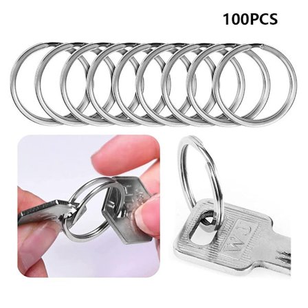 100 stk. Nøgleringe i Rustfrit Stål, 25mm Nøgleringe, Flade Nøgleringe, Velegnet til Alle Typer Nøgler, DIY, Håndværk (Rustfrit