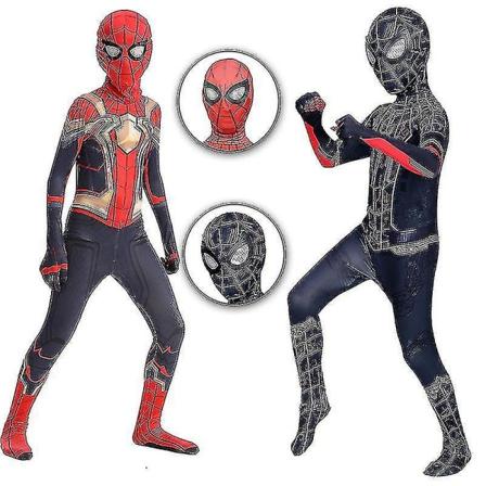 Børn Drenge Spiderman No Way Home Cosplay Kostume Bodysuit Sæt Halloween Fest Jumpsuit V black 130(125-135CM)